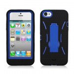 Wholesale iPhone 5 5S Armor Hybrid Case with Stand (Black-Blue)